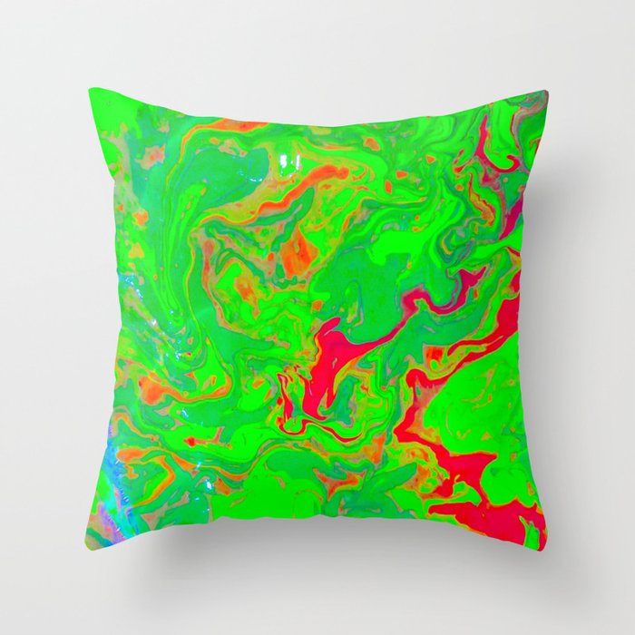 Green Flow Throw Pillow