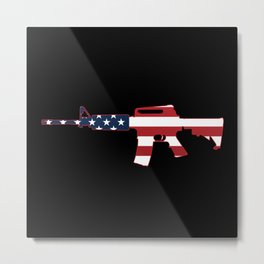 AR-15 Stars & Stripes Rifle Metal Print | Shoot, Amendment, Weapon, Protection, 2Nd, Ar15, 2Ndamendment, Rifle, Tactical, Graphicdesign 