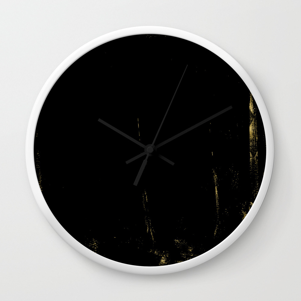 Black And Gold Grunge Modern Abstract Background I Wall Clock By