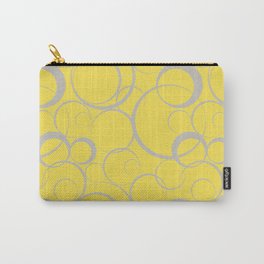 Funky Ring Pattern V16 Pantone's 2021 Color of the year Illuminating Yellow and Lead Crystal Carry-All Pouch | Coloroftheyear, Shapes, 2021, Gray, Graphicdesign, Decorative, Rings, Circle, Pastel, Colorful 