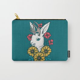 Jackalope Carry-All Pouch | Bunny Lover, Myth, Deer, Rabbit, Cute, Bunny, Floral, Fantasy Animal, Rabbit Lover, Whiterabbit 
