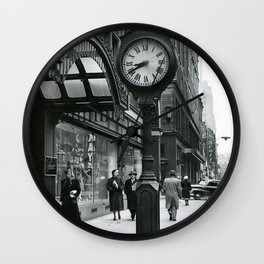 Meet me under the Shepard's clock; downcity Providence, Rhode Island historical photographic portrait / photography Wall Clock | Downtown, Photograph, Rhodeisland, Posters, Providence, Black And White, Shepardbuilding, Clocks, Photographs, Westminsterstreet 