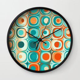Orange and Turquoise Dots Wall Clock | Orange, Turquoise, Round, Modern, Ivory, Pattern, Graphicdesign, Digital, Kellydietrich, Circles 