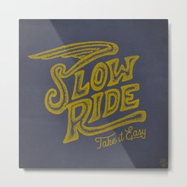 Slow Ride Metal Print | Curated, Drawing, Motorcycle, Typography, Ink Pen, Handlettering, Type, Digital, Krispetrat, Easyrider 
