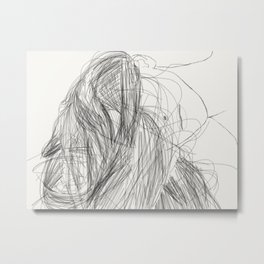 A Mess Metal Print | Drawing, Lines, Sketch, Face, Messysketch, Hair 