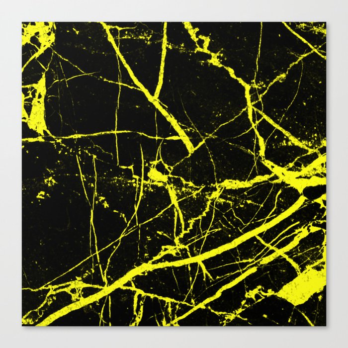 Yellow Marble Pattern Abstract Black And Yellow Canvas Print By
