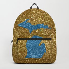 Michigan glitter Backpack | Digital, Hometown, Peninsula, Upper, Girl, Michiganstate, Sparkle, Gold, Puremichigan, Spartans 