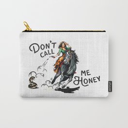 "Don't Call Me Honey" Cowgirl On Horseback Shooting a Rattlesnake Carry-All Pouch