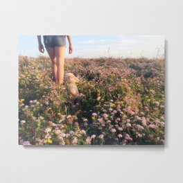Our Planet is in Peril Metal Print | Flowerfield, Nature, Summer, Follow, Photo, 7Billion, Dog, Girl, Field, Digital 