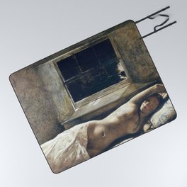 'Overflow,' Female Nude Portrait painting by Andrew Wyeth Picnic Blanket