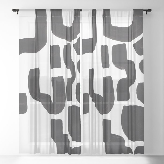 Colorful Minimalist Mid Century Modern Black White Tribal Ink Cave