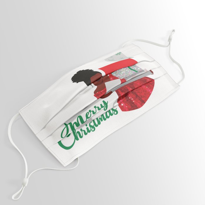 Merry Christmas Black African American Woman Gifts Face Mask