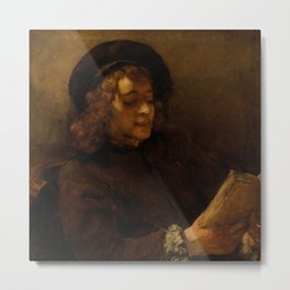 Titus van Rijn, the Artist's Son, Reading Metal Print | Elegant, Rembrandtvanrijn, Oil, Mutedcolors, Dutchgoldenage, Book, Fancy, Classicart, Titusvanrijn, Rembrandt 