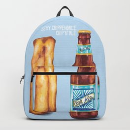 Food Pun - Sexy Chip 'N' Ale Backpack | Humour, Ale, Food, Booze, Silly, Lad, Watercolor, Bloke, Foodpun, Foodie 