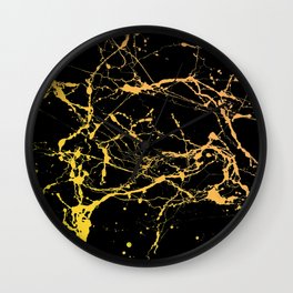 24-Karat Polished Gold Streaks on Black Marble Wall Clock | Glamgoldmarble, Gold Blackmarble, Classicgoldmarble, Chicgoldmarble, Glitzygoldmarble, Black Goldmarble, Elegantgoldmarble, Classygoldmarble, Marbleartgifts, Graphicdesign 