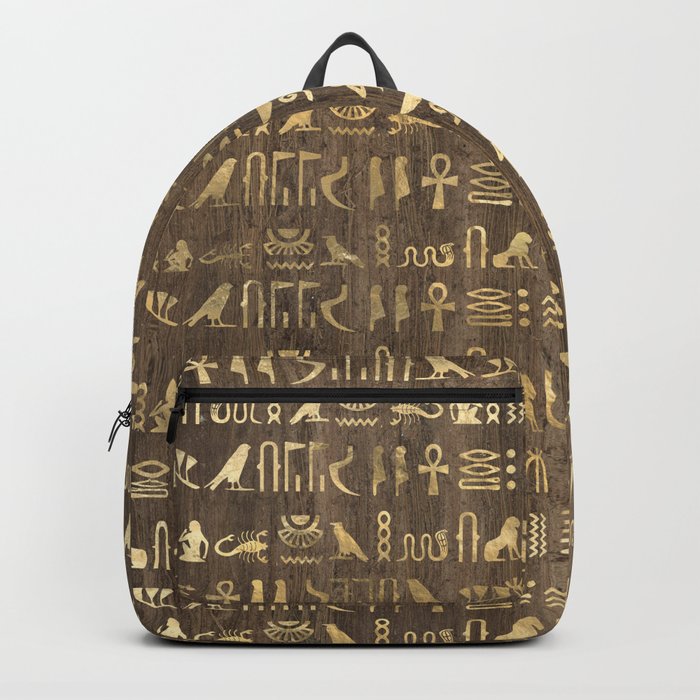 Brown & Gold Ancient Egyptian Hieroglyphic Script Backpack by Rose Gold Society6