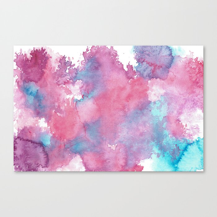 Pink Purple And Blue Abstract Watercolour Canvas Print By