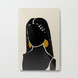 Black Hair No. 3 Metal Print | Hairstyles, Feminism, Minimalistic, Street, Ink, Simple, Straighthair, Woman, Earrings, Hairclips 