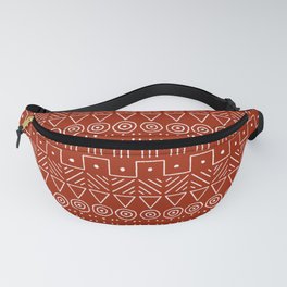 Mudcloth Style 1 in White on Red Fanny Pack