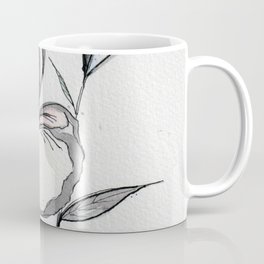 Trio of Black, White and Peach Accent Iris Style Watercolor and Ink Wildflowers Coffee Mug | Floral, Painting, Watercolor, Clean, Garden, Minimilistic, Black, Yellow, Poppy, Simple 