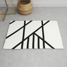 Bold Deco - Art Deco Abstract Line Art in Black and White Rug | Square, Stripes, Abstract, Prisms, Pattern, Gatsby, Blackandwhite, Vintage, Luxury, Graphicdesign 