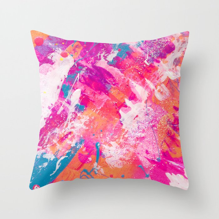 Vibrant Colorful Abstract Splatter Painting with cool Throw Pillows