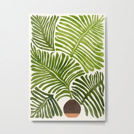 Summer Fern Simple Modern Watercolor Metal Print | Leaves, Greenery, Abstract, Green, Still Life, Houseplant, Spring, Tropical, Fronds, Curated 