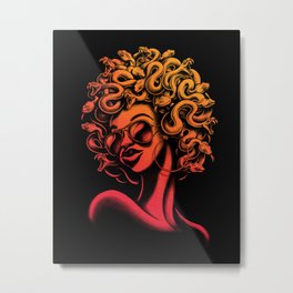 Funky Medusa II Metal Print | Mythology, Monster, Retro, Hair, Drawing, Afro, Snakes, 70S, Sunglasses, Disco 