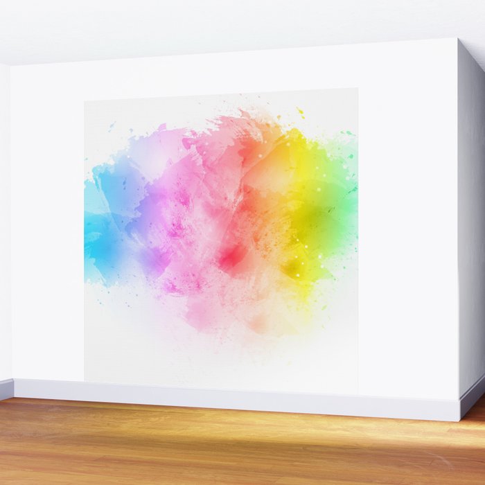 Rainbow Abstract Artistic Watercolor Splash Background Wall Mural