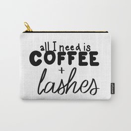 Coffee & Lashes Carry-All Pouch | Illustration, Drawing, Ink Pen, Vanity, Lashes, Beauty, Decor, Oil, Script, Street Art 