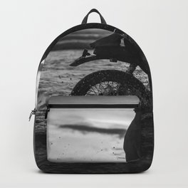 The motorcyclists; lovers at sunset on vintage motorcycle coastal beach romantic portrait black and white photograph - photography - photographs by Yuliya Kirayonak Backpack | Kissing, Black, Photographs, Photograph, Relationships, Black And White, Motorcycles, Photo, Hugging, Passion 