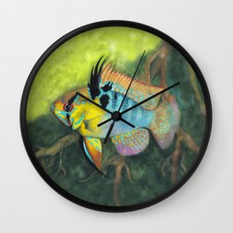 Blue Ram in Nature Wall Clock | Animal, Mixed Media, Painting, Nature 