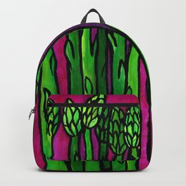 Asparagus Backpack | Food, Acrylic, Painting, Vegetables, Natural, Vegetable, Green, Vegetarian, Magenta, Kitchen 