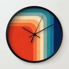 Retro 70s Color Palette III Wall Clock | Colour, Painting, 80S, Retro, 90S, Halftone, Blue, Geometry, Grain, Geometric 