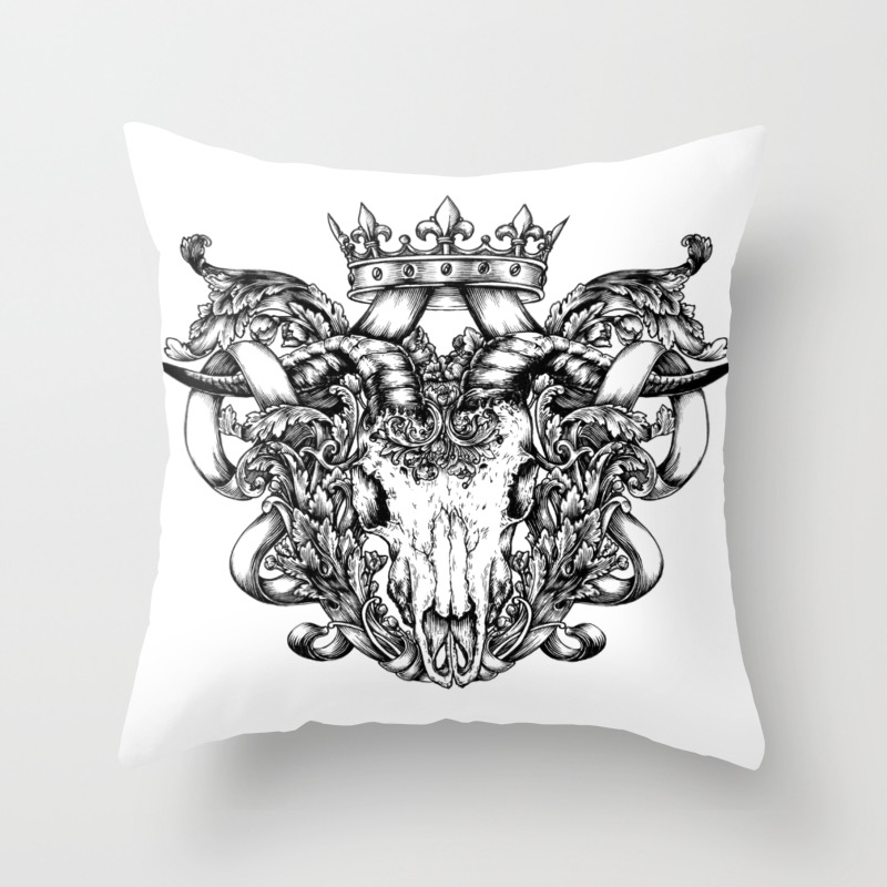 Royal goat skull (tattoo style) Throw Pillow by THEoREticAL pART | Society6