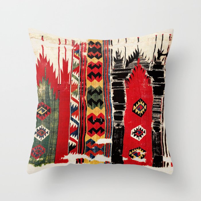 Aksaray Antique Turkish Cappadocian Kilim Rug Fragment Print Throw Pillow By Vickybragomitchell Society6