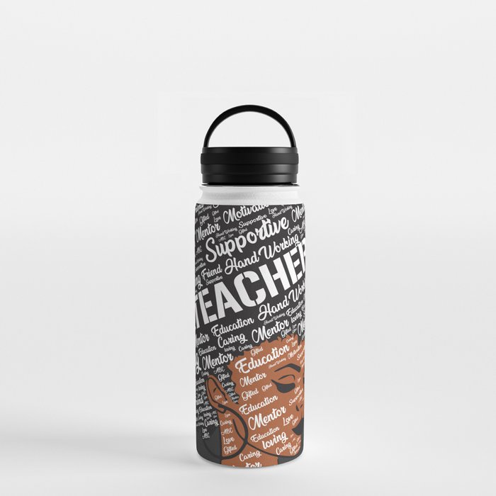 Black African American Teacher Water Bottle
