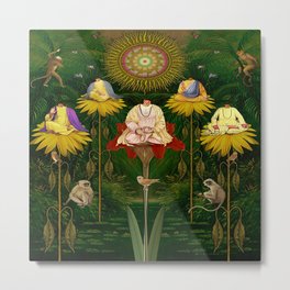 Sacred Gatherings Of The Human Myth Metal Print | Guru, Sunflower, Animal, Dreams, Religiousart, Collage 