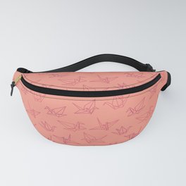 Paper cranes origami pink Fanny Pack