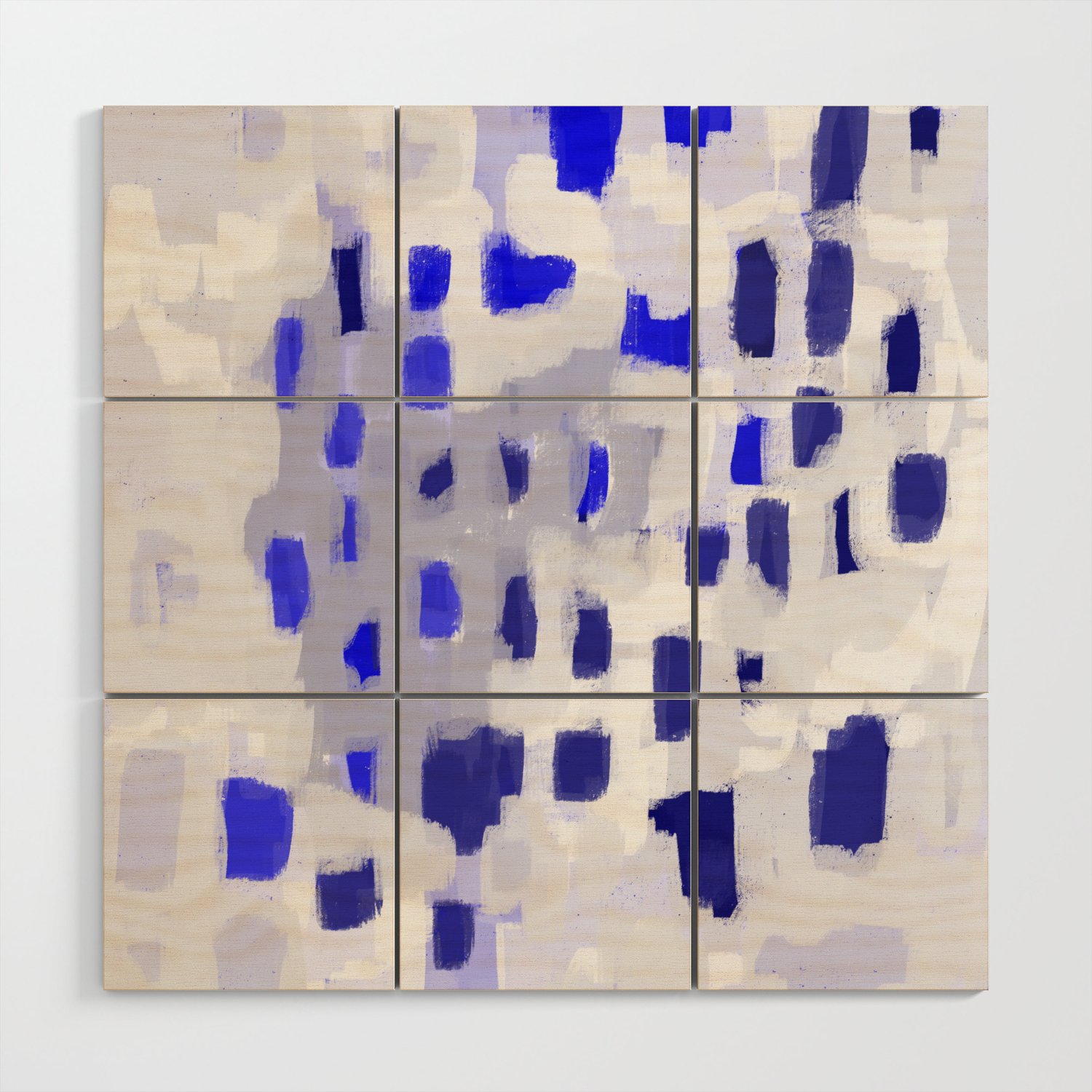 Symba Abstract Painting Dorm College Decor Art Dots Indigo Blue Grey Modern Canvas Art Wood Wall Art By Charlottewinter Society6