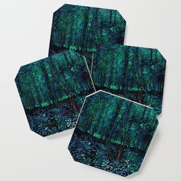 Vincent Van Gogh Trees & Underwood Teal Green Coaster