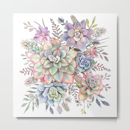 Watercolor Succulent #56 Metal Print | Watercolor, Nature, Flower, Botanical, Classic, Tropical, Succulent, Bouquet, Painting, Vintage 