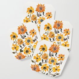 Sunflower Watercolor – Yellow & Black Palette Coaster