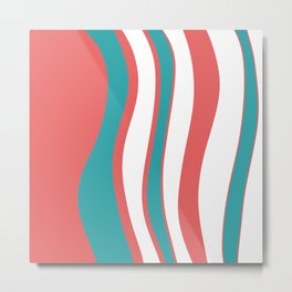 Modern waves Metal Print | Art, Patterns, Midern, Luxurious, Design, Waves, Lines, Pink, Teal, Painting 