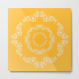 Ethel Metal Print | Pattern, Digital, Ivory, Graphicdesign, Mustard, Flowers, Floral, Yellow 