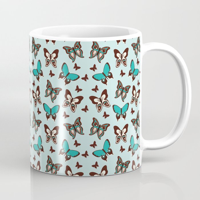 Butterfly Wallpaper Lots Of Brown Butterflies Coffee Mug by Created  Prototype | Society6