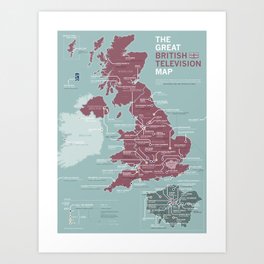 The Great British Television Map Kunstdrucke | Anglophilia, Doctorwho, Map, Movies & TV, Brittv, Curated, Graphicdesign, London, British, Television 