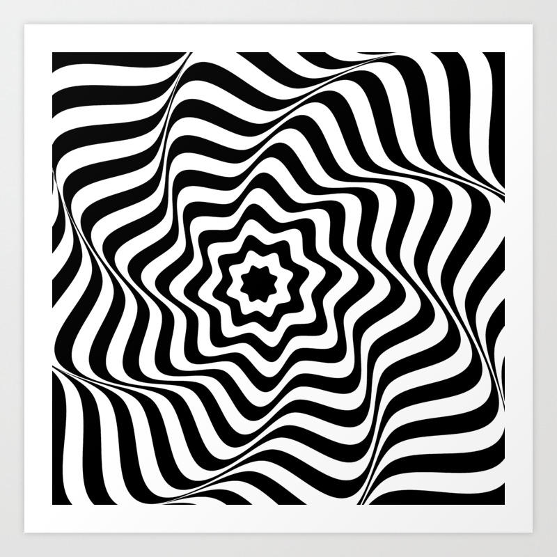 Optical Curves In Abstract Black And White Lines Art Print By