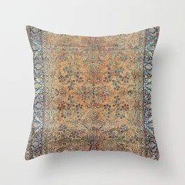 Kashan Floral Persian Carpet Print Throw Pillow | Pattern, Vintage, Bohemian, Retro, Geometric, Area, Boho, Tribal, Animal, Carpet 