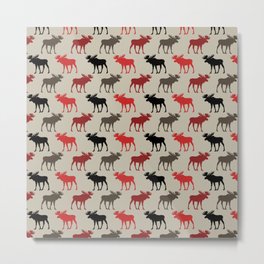 Bull Moose Pattern Metal Print | Gifts, Red, Cabin, Bears, Modern, Moose, Winter, Deer, Home, Buffalo 